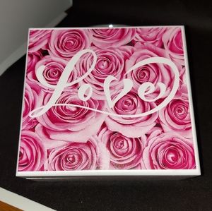 Pink Roses Love Jewelry Box With Mirror Inside Trinket Keepsake P Graham Dunn
